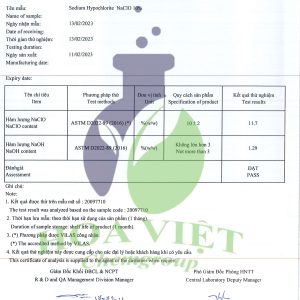 Javel -Bảng test (2023)