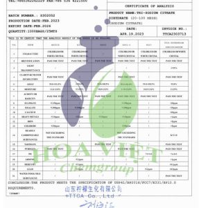 trisodium citrate -COA(2023)