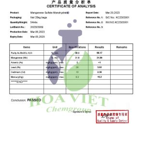 MnSO4.H2O Kirns -COA (2023)