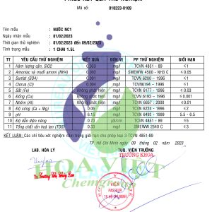 Nước cất 1 lần-Bảng test